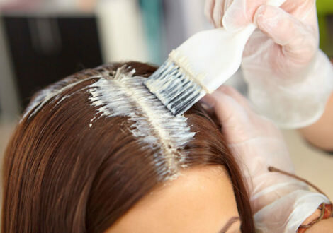 Hair salon. Application of cosmetics.