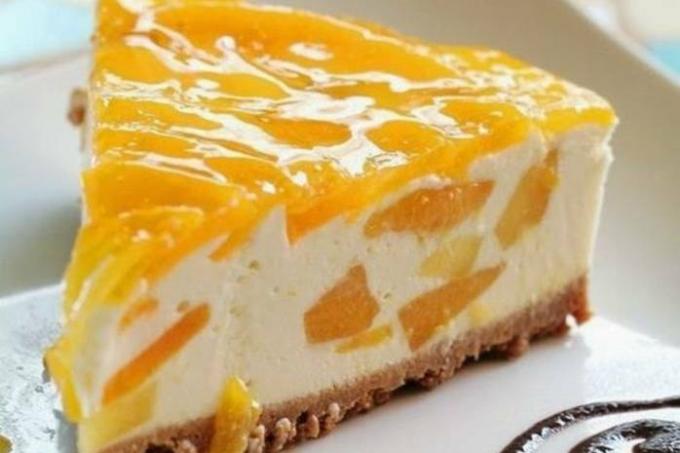 Peach cheesecake without baking: recipe step by step