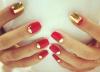 Manicure red with gold