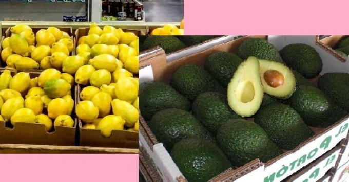 Lemon and avocado in stores