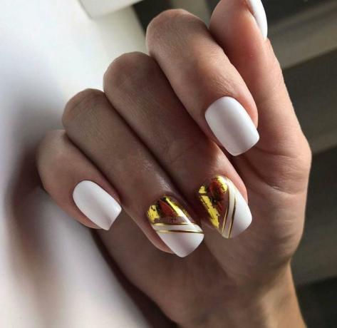 White goes well with gold. You can choose a beautiful geometric design.